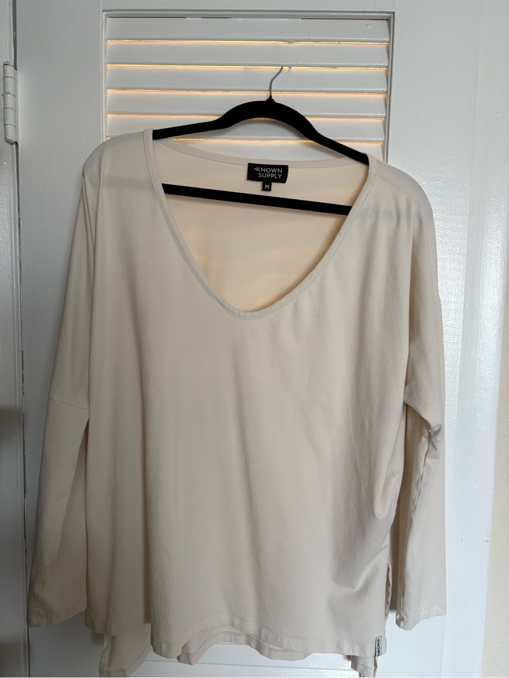 Known Supply Women's Cream V-Neck Long Sleeve Tee